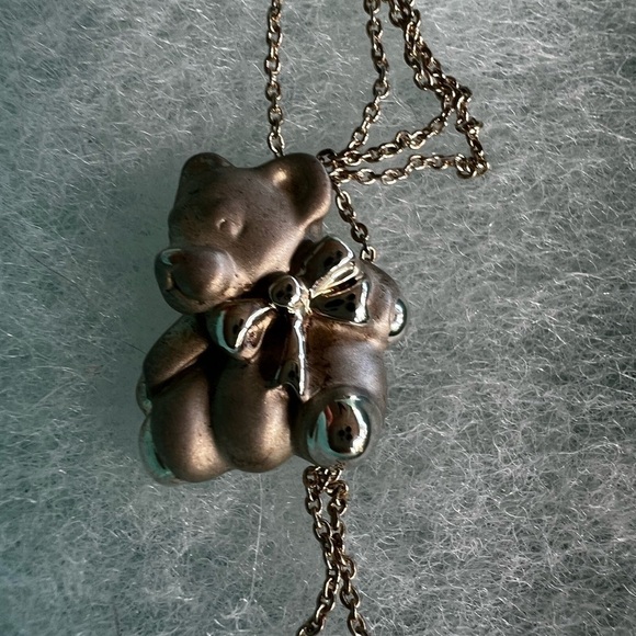Tiffany and Co Silver Teddy Bear Necklace #925 with box dust bag & shopping bag - Picture 2 of 10